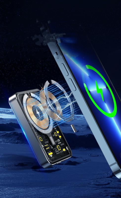 Aluminum Alloy Transparent Magnetic Power Bank Industrial Wind Fast Charging Mobile Power Supply Wireless Charger Large Capacity 10000 MA Aluminum Alloy Transparent Magnetic Power Bank Industrial Wind Fast Charging Mobile Power Supply Wireless Charger Large Capacity 10000 MA